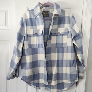 Natural Reflections Blue and Cream Checkered Shaket